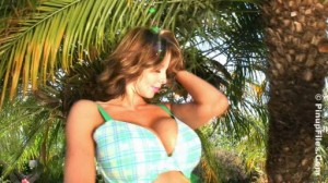 fake huge tits in green bra