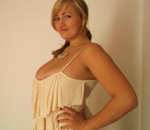 Beige Frills with busty Sara Willis